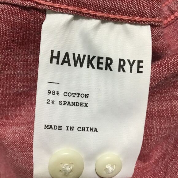 Hawker Rye Mens Slim Red Short Sleeve Button Down Shirt LG - Picture 5 of 7